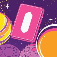 Abstract Space Scene with Planets and Pink Card vector