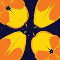 Abstract Fruit Design Yellow and Orange Citrus Pattern vector
