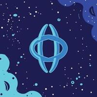 Abstract Blue Design Intertwined Curves and Cosmic Dust vector