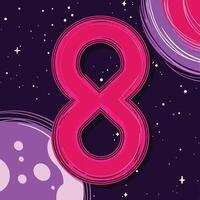 Cosmic Number Eight Abstract Space Art vector