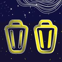 Yellow Trash Cans in Night Sky Abstract Art vector