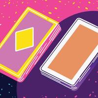 Digital vs. Physical Books A Colorful Comparison vector