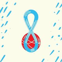 Abstract Number Eight Design with Red Circle and Blue Ribbon vector