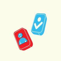Isometric User Interface Approval and Uncertainty Icons vector