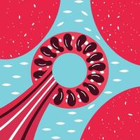 Abstract Red and Blue Circular Design with Seeds vector