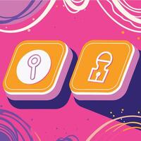 Key and Lock Graphic Design Abstract Shapes and Vibrant Colors vector