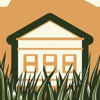 House Hidden in Tall Grass A Summer's Day Scene vector