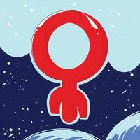 Red Symbol in Space Abstract Art vector