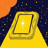 Golden Device, Celestial Navigation A Futuristic Concept vector