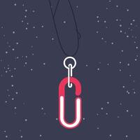 Red and White Carabiner Clip on Cord vector