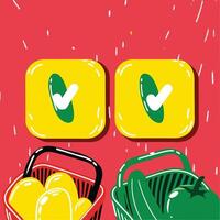 Grocery Shopping Checklist Selecting Fresh Produce vector