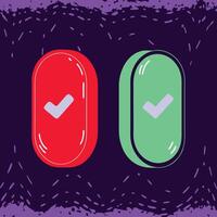 Dual Checkmark Buttons Red and Green UI Design Elements vector