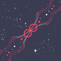 Cosmic Infinity Abstract Space Art with Red Curves and Stars vector