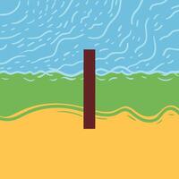 Abstract Coastal Scene with Vertical Element vector
