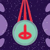Abstract Cosmic Medallion Geometric Design, Space Theme, Circular Ornament vector