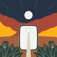 Abstract Landscape with Portal A Journey of Self-Discovery vector