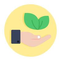 Leaf on hand, concept of eco care vector