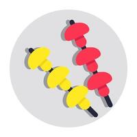 A colored design icon of kabab vector