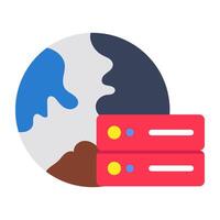 A flat icon design of global server vector