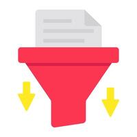 Conceptual flat design icon of file filtration vector