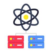 An icon design of data science, atom with server vector