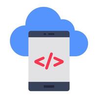 Unique design icon of mobile coding vector