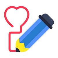 A flat design icon of heart sketching vector