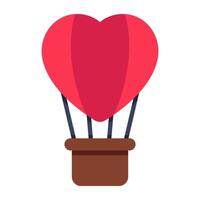 design of heart parachute, flat icon vector