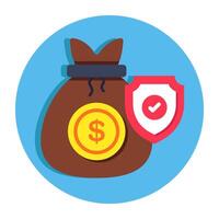 A colored design icon of secure money bag vector