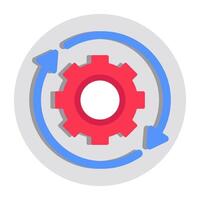 A flat design icon of setting refresh vector