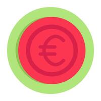 A flat design icon of euro coin vector