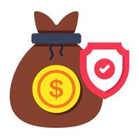 A colored design icon of secure money bag vector