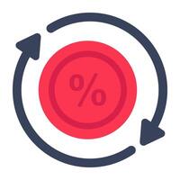 A colored design icon of percentage update vector