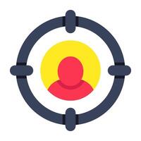 A flat design icon of user target vector