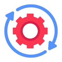 A flat design icon of setting refresh vector