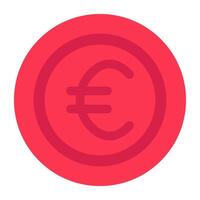 A flat design icon of euro coin vector