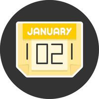 2 January Flat Grey Circle Style Icon vector