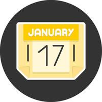 17 January Flat Grey Circle Style Icon vector