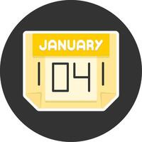 4 January Flat Grey Circle Style Icon vector