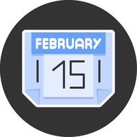 15 February Flat Grey Circle Style Icon vector