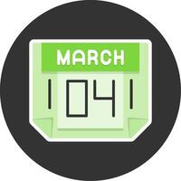 4 March Flat Grey Circle Style Icon vector