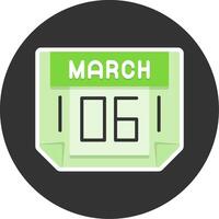 6 March Flat Grey Circle Style Icon vector