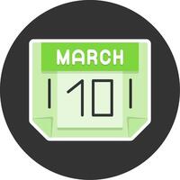 10 March Flat Grey Circle Style Icon vector