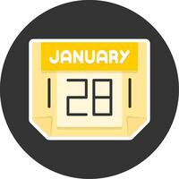 28 January Flat Grey Circle Style Icon vector