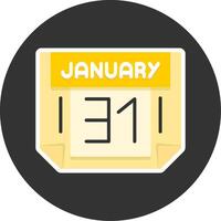 31 January Flat Grey Circle Style Icon vector