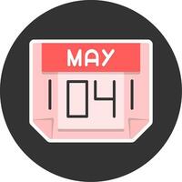 4 May Flat Grey Circle Style Icon vector