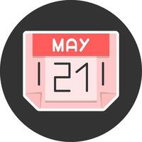 21 May Flat Grey Circle Style Icon vector