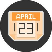 23 April Flat Grey Circle Style Icon vector
