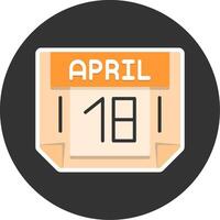 18 April Flat Grey Circle Style Icon vector