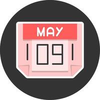 9 May Flat Grey Circle Style Icon vector
